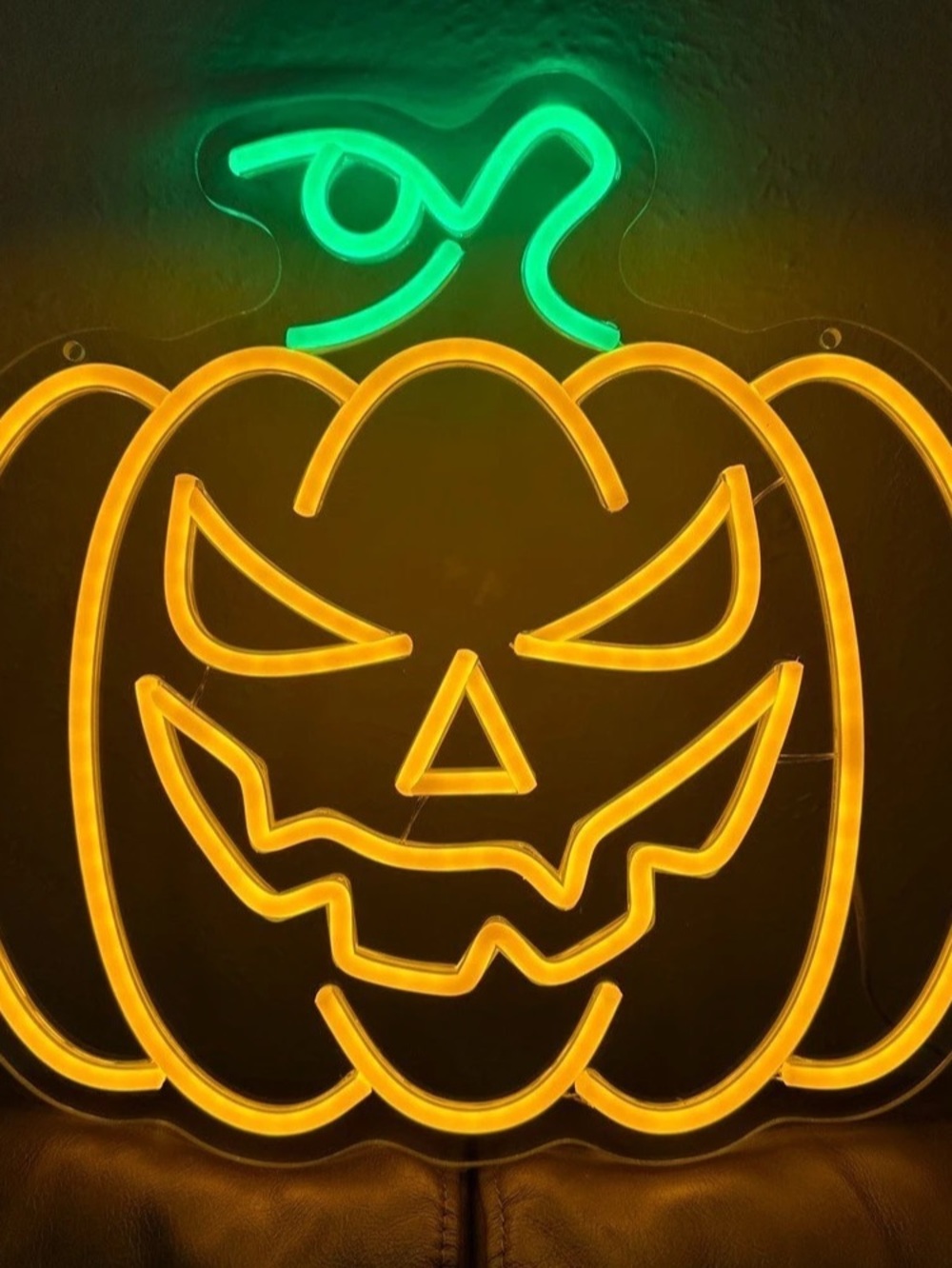 Lighted Halloween Pumpkin Wall Decor - Orange & Green
